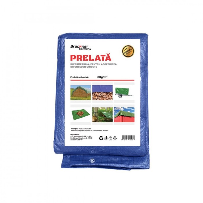 Prelata cu ochiuri de prindere 80g m2 albastra 4x5m Breckner Germany