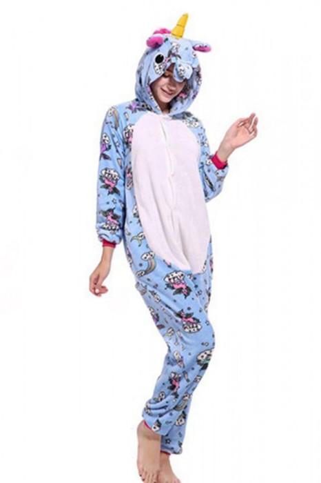 PJM142A-4 Pijama pufoasa intreaga cu model unicorn