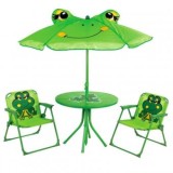 Set mobilier de gradina pentru copii Strend Pro Frog, umbrela 105 cm, masa 50 cm, 2 scaune