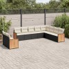 Gossi set canapele de gradina cu perne, 10 piese, negru, poliratan