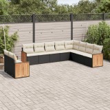 Gossi set canapele de gradina cu perne, 10 piese, negru, poliratan