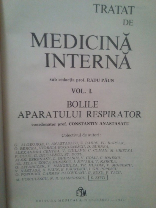 Constantin Anastastu - Tratat de medicina interna, vol. I (1983)