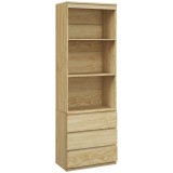 HOMCOM Bibliotecă &Icirc;naltă cu Depozitare, Dulap cu 3 Rafturi și 3 Sertare, Dulap de Afișare pentru Camera de Zi, 60x35x180 cm, Natural | Aosom Romania
