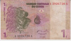 B11 - Bancnota foarte veche - Congo - 1 centime - 1997