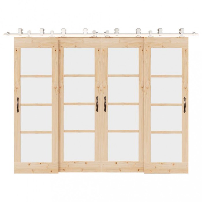 Set piese pentru ușă glisantă, argintiu, 366 cm oțel inoxidabil