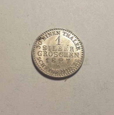 1 Silber Groschen 1827 D Superb Piesa de Colectie foto