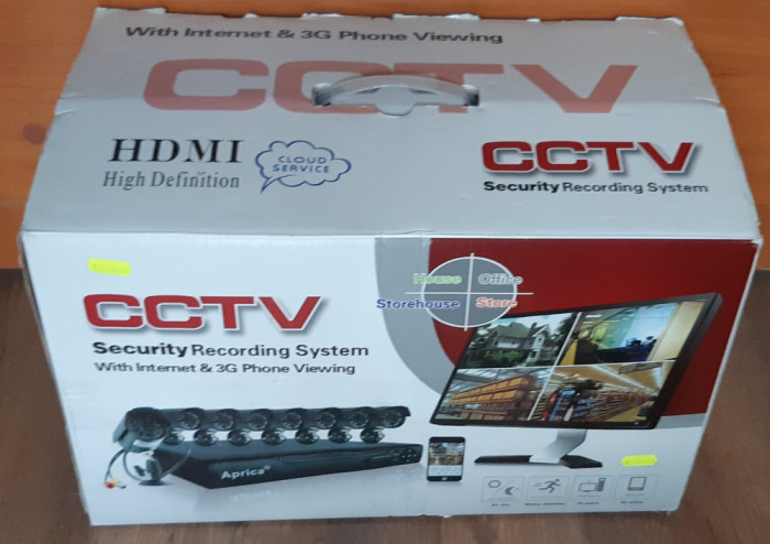 KIT supraveghere video 8 camere exterior cu DVR 8 canale + HDD