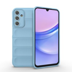 Husa pentru samsung galaxy a15, antisoc, margini striatii, design minimalist, bleu foto