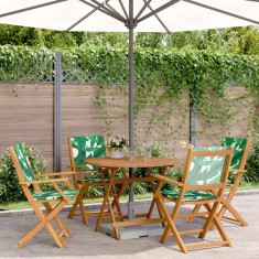 vidaXL Set mobilier de grădină 5 piese textil model frunze/lemn masiv foto