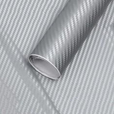 Folie colantare auto Carbon 3D &ndash; Argintiu (3m x 1,27m)
