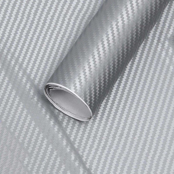 Folie colantare auto Carbon 3D &ndash; Argintiu (3m x 1,27m)