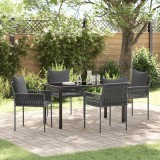 vidaXL Set de masă pentru grădină 5 pcs Negru Rattan poli