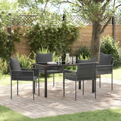 vidaXL Set de masă pentru grădină 5 pcs Negru Rattan poli 3379102 foto