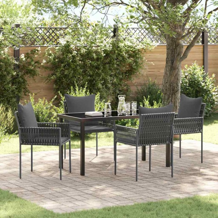 vidaXL Set de masă pentru grădină 5 pcs Negru Rattan poli 3379102