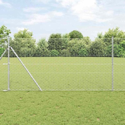 Gard Hexagonal Gri Argintiu 1 x 10 m Oțel galvanizat foto