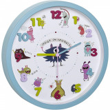 Ceas de perete pentru copii, silentios, cu animale si cifre 3D, TFA Little Monsters 60.3051.20 Children SafetyCare