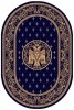 Covor Oval Bisericesc Lotos 15032-810, Vultur Bicefal, 80x150 cm, Albastru, Polipropilena Antialergica, Fir 8mm