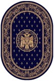 Cumpara ieftin Covor Oval Model Bisericesc Lotos 15032-810, Imprimeu cu Vultur Bicefal, Marime 80 x 150 cm, Albastru, Inaltime Fir 8 mm, Antialergic, Polipropilena,