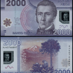 CHILE █ bancnota █ 2000 Pesos █ 2014 █ P-162d █ POLYMER █ UNC █ necirculata