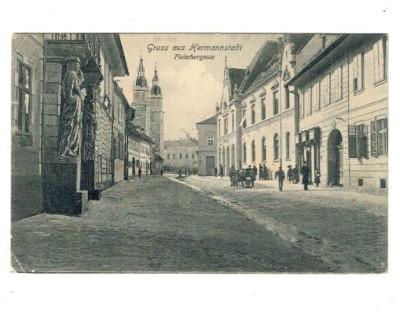 Sibiu 1906 - Fleischergasse, strada măcelarilor, ilustrata circulata foto