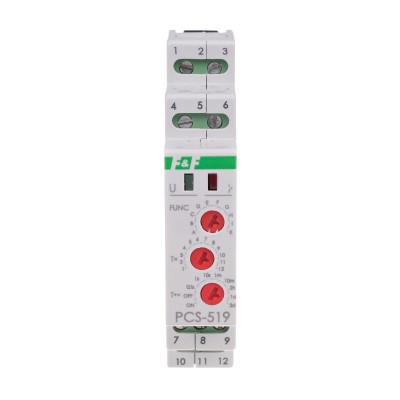 Timer DPDT 0,1s-24zile 12VAC/DC pentru șină DIN foto
