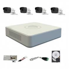 Sistem supraveghere video exterior complet Hikvision 4 camere Turbo HD 5 MP 80 m IR cu toate accesoriile, cadou HDD 1tb foto