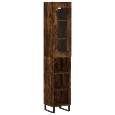 Dulap inalt, stejar fumuriu, 34,5x34x180 cm, lemn prelucrat