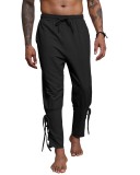 Pantaloni medievali de p&acirc;nză pentru costume de pirat bărbați &ndash; Negru L