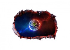 Autocolant decorativ, Gaura in perete, Planete, Multicolor, 83 cm, 3ST-1 foto