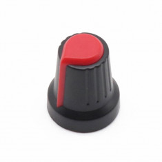 Buton pentru potentiometru, 15x17mm, negru-rosu