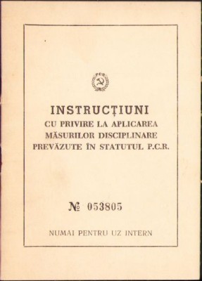 A627 Instrucțiuni cu privire la aplicarea măsurilor disciplinare PCR, 1966 foto