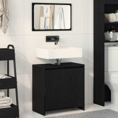 vidaXL Dulap de baie cu ușă Stejar Negru 60 x 33 x 61 cm Lemn compozit 862509