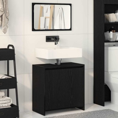 vidaXL Dulap de baie cu ușă Stejar Negru 60 x 33 x 61 cm Lemn compozit 862509 foto