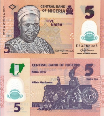 NIGERIA 5 naira 2016 polymer UNC!!! foto