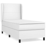 Cumpara ieftin Pat box spring cu saltea, alb, 90x200 cm, piele ecologica