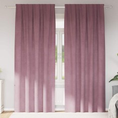 vidaXL Perdele cu perdele 2 pcs Roz &icirc;nchis 140 x 260 cm Catifea