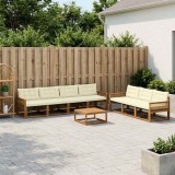 vidaXL Set de canapele de exterior cu pernă 8 pcs Natural și Crem 3381298