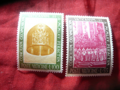 2 Timbre Vatican 1966 - Conciliul , valorile de 55 si 100 lire foto