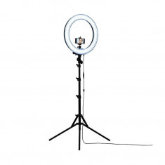 Set Lampa LED Circulara pentru Fotografii sau Make-up cu Trepied si Suport Telefon sau Aparat Foto foto