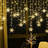 Instalatie Craciun Ploaie Fulgi 5m Alb Cald, 220 LED-uri, 8 Jocuri Lumini, Prelungibila, Perdea Luminoasa Decorativa Interior/Exterior