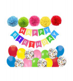 Set 21 baloane / accesorii pentru petrecere aniversare HAPPY BIRTHDAY, Oem