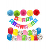 Set 21 baloane / accesorii pentru petrecere aniversare HAPPY BIRTHDAY