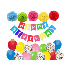 Set 21 baloane / accesorii pentru petrecere aniversare HAPPY BIRTHDAY