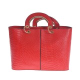 Geanta rosie cu aspect piele de sarpe