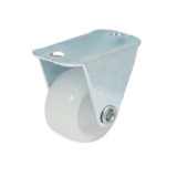 Roata fixa din polipropilena alba 25x14 mm cu placa otel, 10 kg