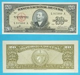 Cuba 20 Pesos 1960 &#039;Maceo&#039; aUNC serie: L 915980 A p#80