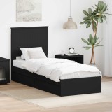 vidaXL Pat cu storage cu headboard Negru 75 x 190 cm Lemn compozit 3411258