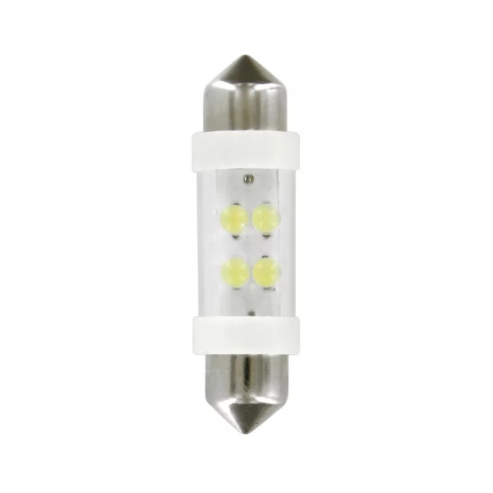 Bec tip LED 24V sofit cu 4 leduri 11x38mm SV85-8 2buc - Alb Garage AutoRide