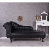 Sofa Chesterfield din lemn masiv negru cu tapiterie neagra FHA005, Sufragerii si mobilier salon