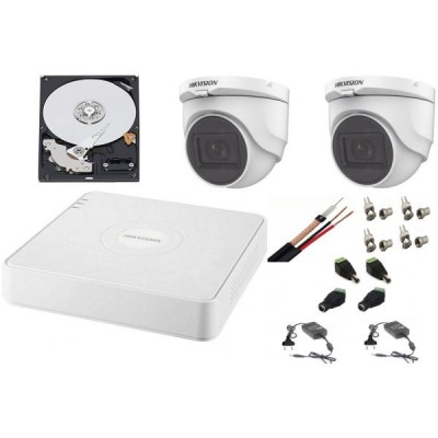 Sistem supraveghere interior audio-video Hikvision 2 camere Turbo HD 2MP DVR 4 canale, HDD 500GB SafetyGuard Surveillance foto